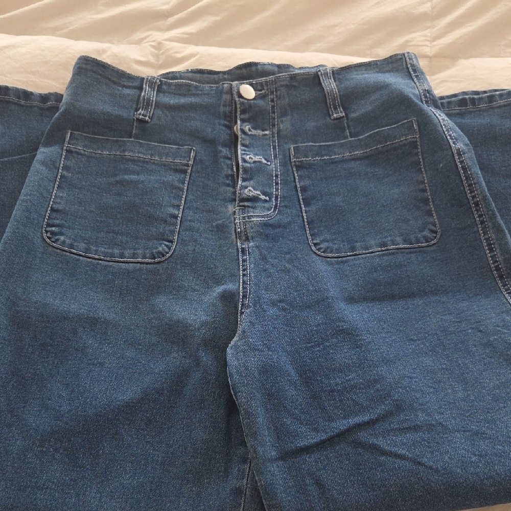Sidefeel Women's Wide Leg Jeans High Waisted Stretchy Straight Leg - Never Worn - Picture 6 of 14